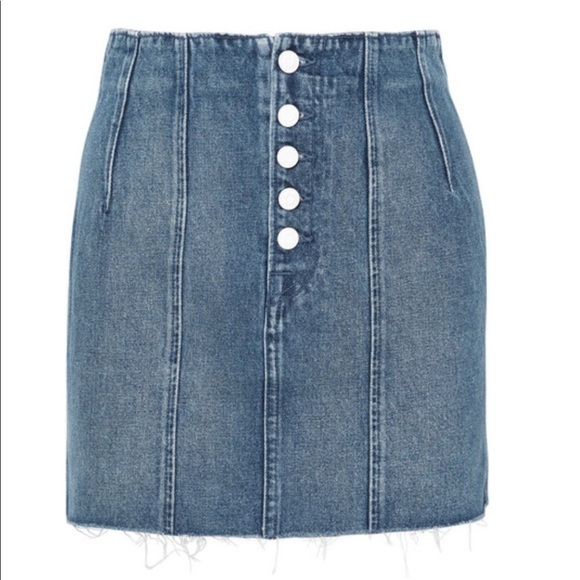 GRLFRND Twiggy denim mini skirt Button Up high rise - Picture 2 of 6